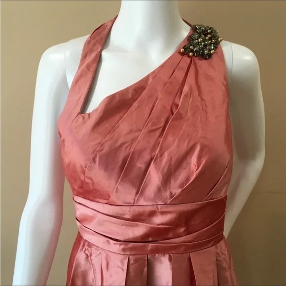 Kay Unger New York pleated a line dress coral size 4 - Picture 5 of 7